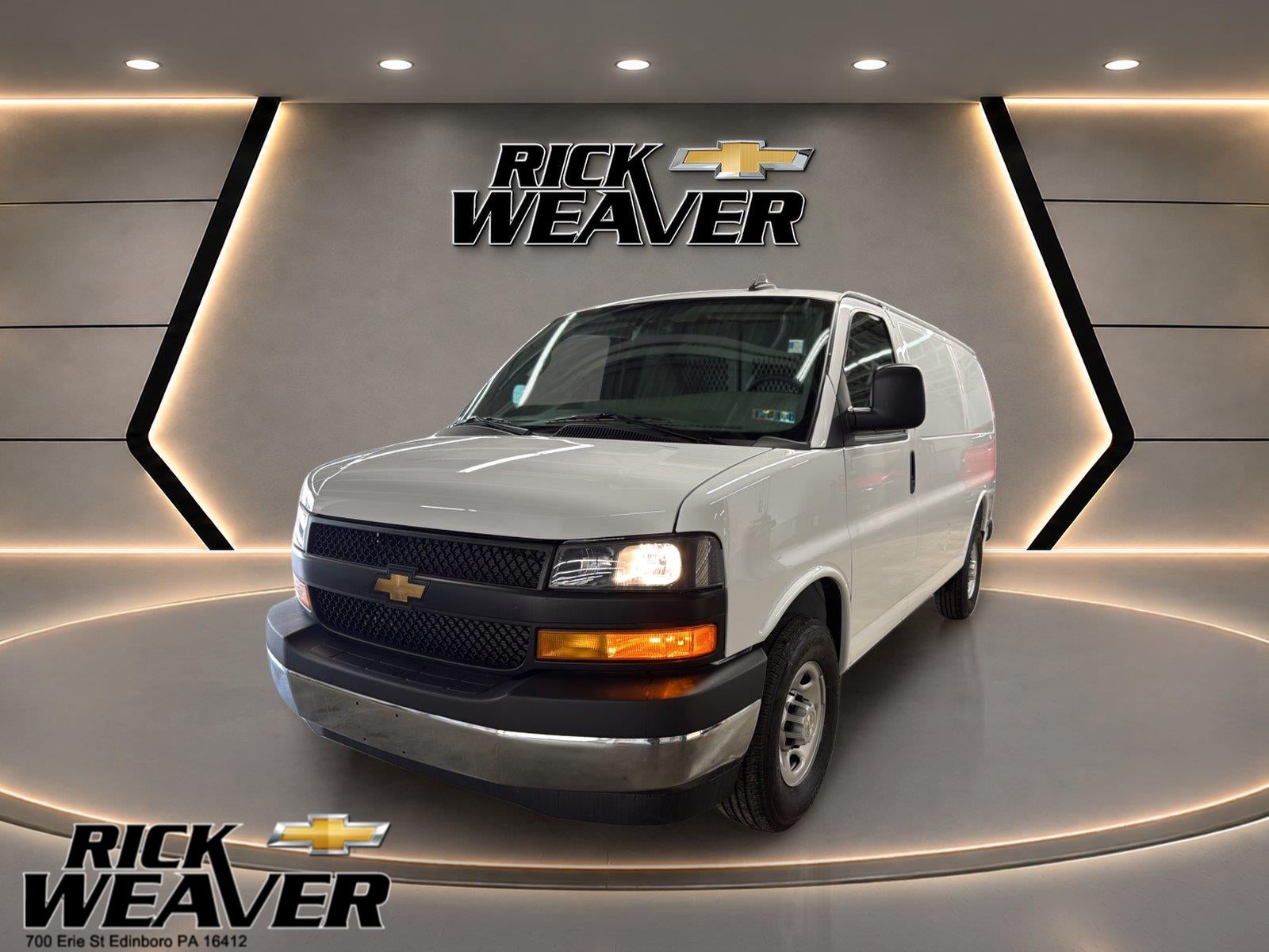 2025 Chevrolet Express Cargo WT in Summit White — front three-quarter view