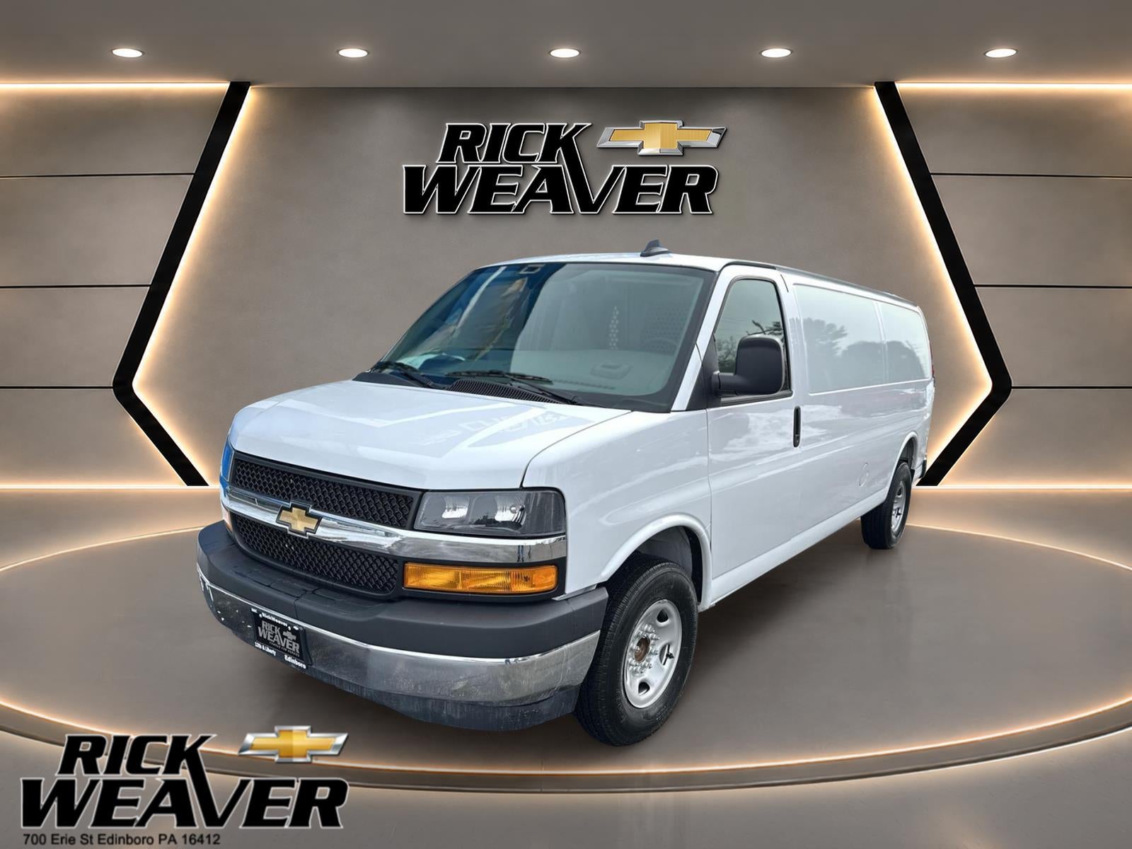2025 Chevrolet Express Cargo WT in Summit White — front three-quarter view