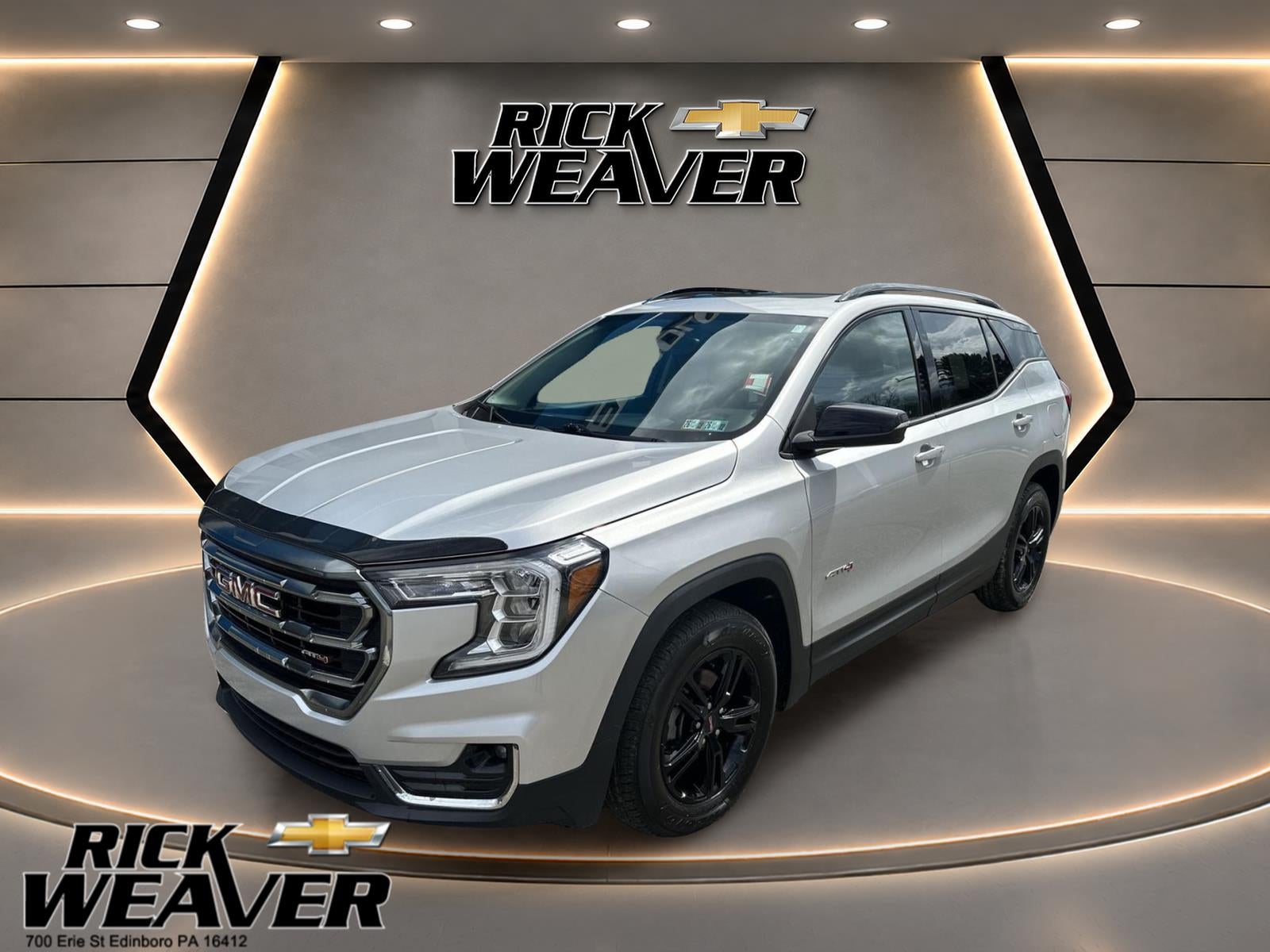 2022 GMC Terrain AT4 in Quicksilver Metallic — front three-quarter view