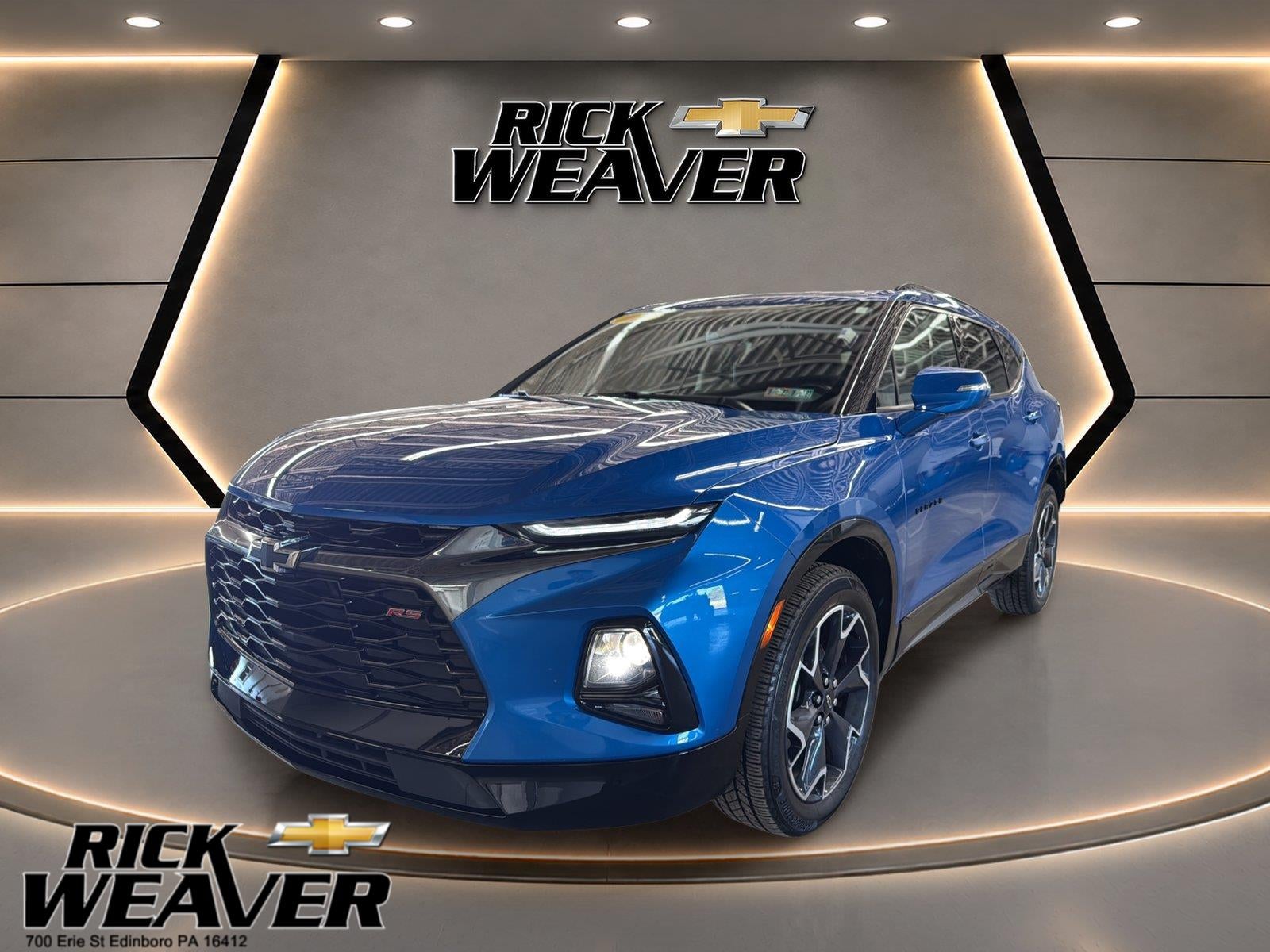 2020 Chevrolet Blazer RS in Bright Blue Metallic — front three-quarter view